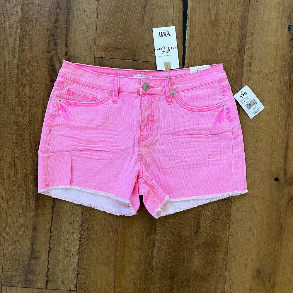 YMI Neon Pink Distressed Denim Jean Shorts, Various Sizes